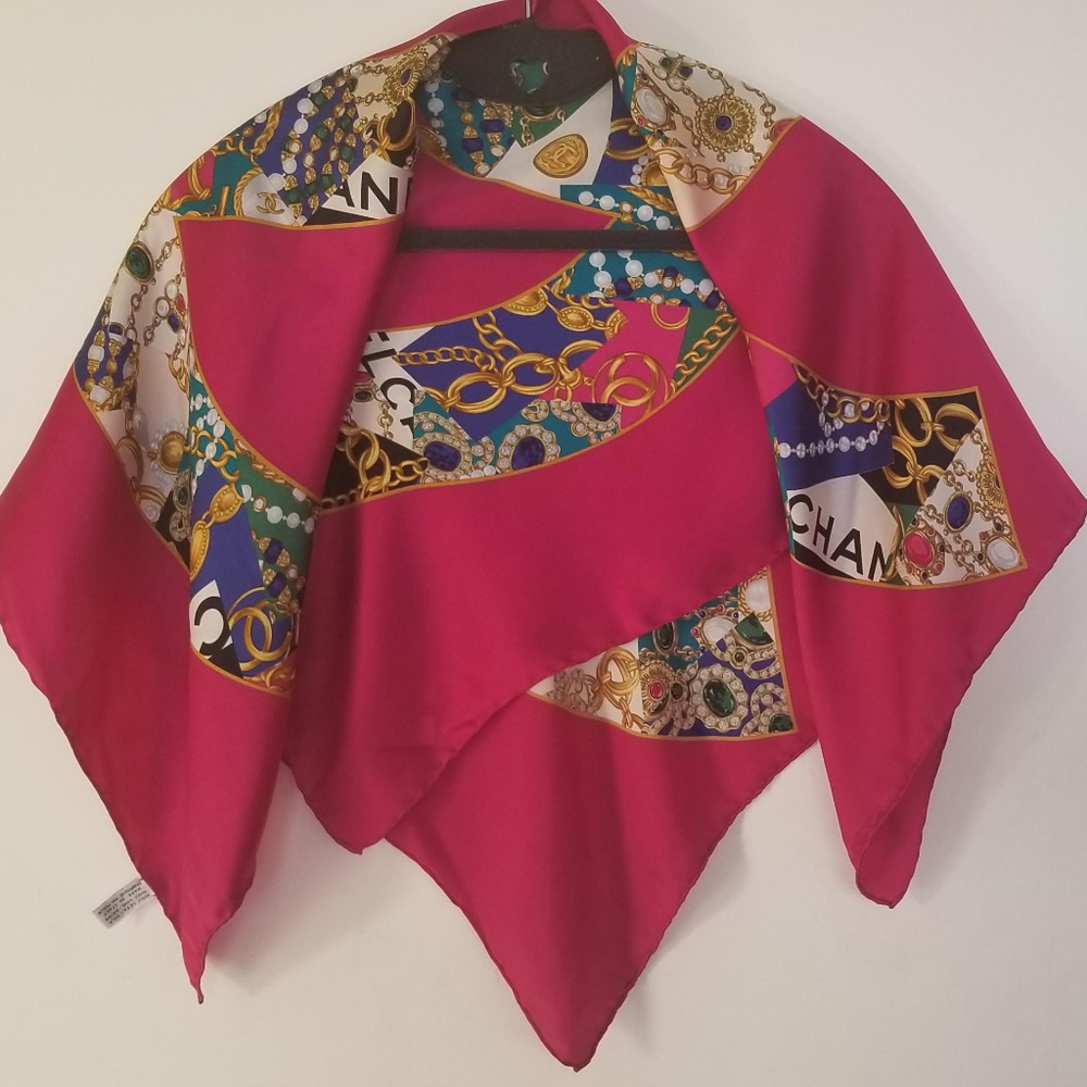 Authentic Fuchsia Pink CC Chanel Scarf